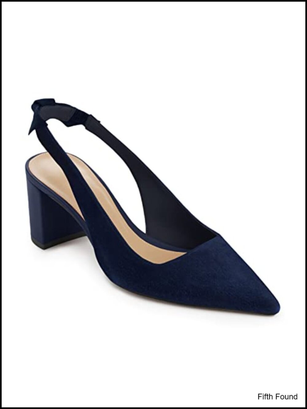 Pointed Toe Slingback Pumps With Bow Knot Chunky Block Heels